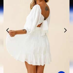 Debbie Dabbie by Angel biba Off-Shoulder Tie-Up Back Dress White. Size 8.